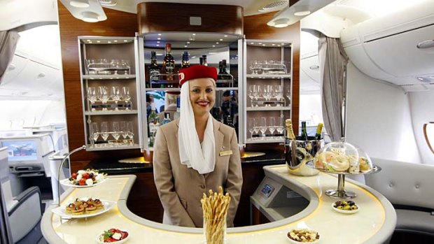 Brilliant ... the business class bar on the Emirates A380.