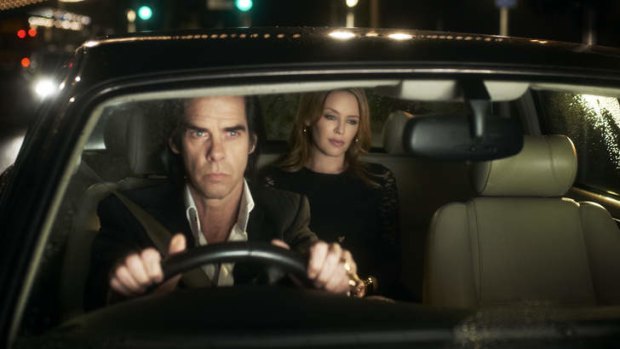 Nick Cave and Kylie Minogue in a scene from the documentary about Cave, <i>20,000 Days On Earth</i>.