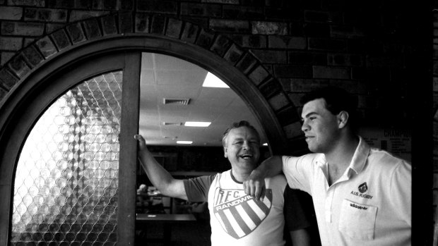 Galloping Greens: Randwick coach Jeff Sayle with Michael Cheika in 1989.