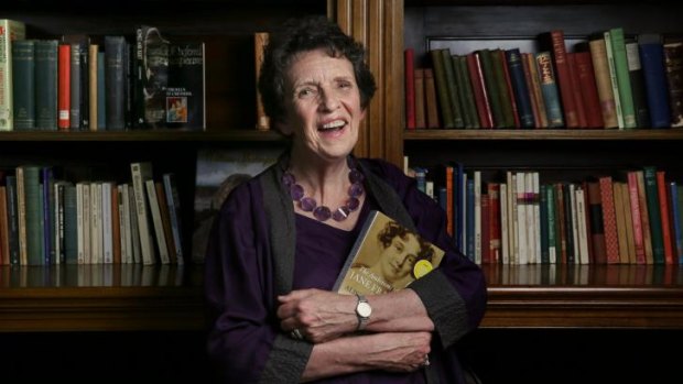 Alison Alexander with her book <i>The Ambitions of Jane Franklin</i>: Victorian Lady Adventurer, at the State Library of NSW.