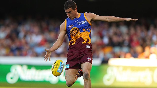 Tom Rockcliff of the Lions in action during the round 14 AFL match between the Brisbane Lions and the Melbourne Demons at The Gabba on July 1, 2012 in Brisbane, Australia.