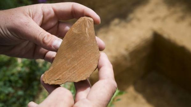An artefact found during archaeological excavations of the Jordan River valley at Brighton in Southern Tasmania. The excavations have found what could be the oldest evidence of human habitation in the southern hemisphere.