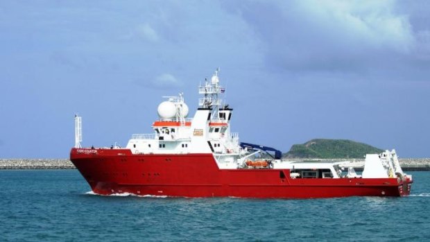 M/V Fugro Equator, which, with the Chinese survey ship Zhu Kezhen, has mapped about 110,000 square kilometres of the vast sea floor.
