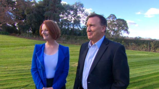 First couple ... Julia Gillard and Tim Mathieson enjoy a little time away from the slings and arrows  of high politics.