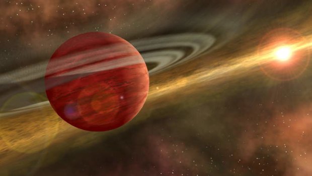 An artist's impression of a young planet in a distant orbit around its host star, similar to the HD106906 system that Doctor Who fans want to see renamed Gallifrey.