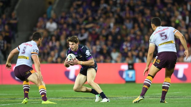 Youthful exuberance: Curtis Scott has scored five tries for the Storm this year.