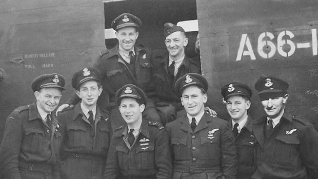 Left to right: Bill Copley, Joe Grose, Peter Isaacson, Bob Nielsen, Archie Page, Alan Ritchie, and, at back, Don Delaney, and Claude Spencer (in 1943).