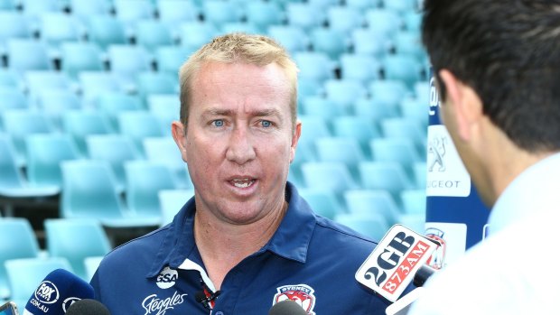 Outburst: Roosters coach Trent Robinson.