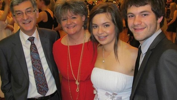 Ian and Sue Jones with their children Bridget and Alexander, who were killed when a wall collapsed on them in Swanston Street in 2013. 