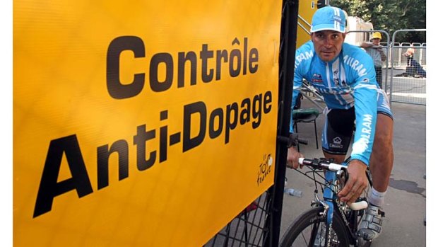 Germany's Erik Zabel leaves the anti-doping control after being tested at the end of the 11th stage of the 94th Tour de France between Marseille and Montpellier in 2007.