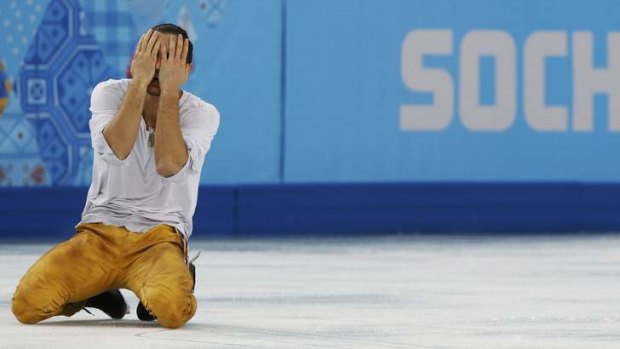 Nailed it: Russia's Maxim Trankov celebrates.