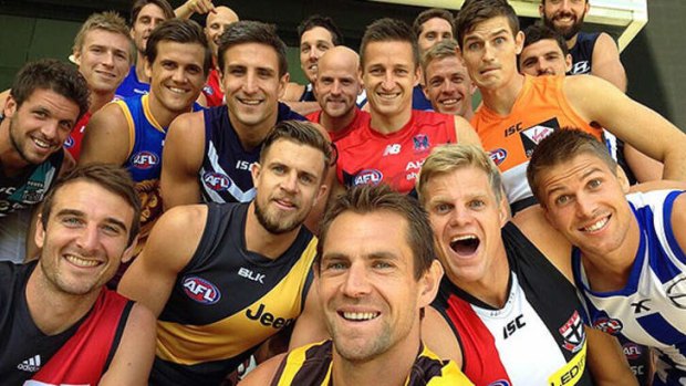 The captains line up for a selfie. Photo: Getty Images
