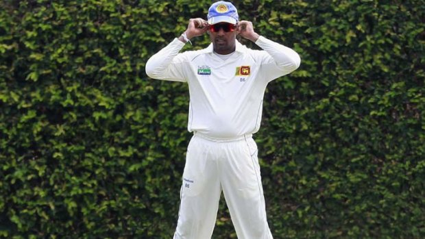 Thilan Samaraweera fielding for the board XI during yesterday’s tour match.