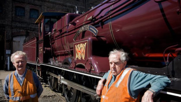 Backbone of the railways...the volunteers Albert Taylor, left, and Don French with Hunter, the locomotive they helped build from scratch.