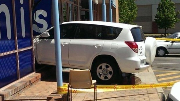 A car crashed into the Vinnies store in Greenway on Monday morning. 