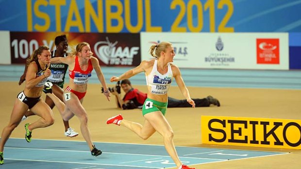 So easy: Sally Pearson wins the 60 metres hurdles in Istanbul.
