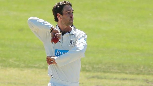 Glenn Maxwell bowls for the Chairman's XI. He has played for six teams since he last played a Shield match for Victoria.