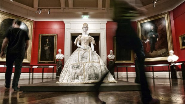 Worn by Mrs Matilda Butters in 1866, the 'Press Dress' is on display today in the State Library's Red Rotunda.
