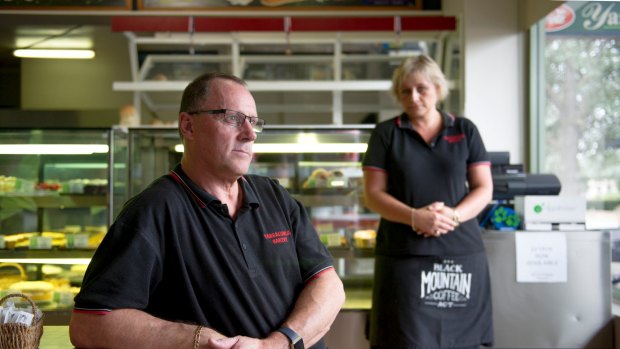 The Yarralumla Bakery manager Scott Gorham with Barbara Brooker who has worked at the business for nearly 20 years. "I've loved it,'' she said.