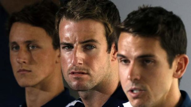 Back on the team: James Magnussen (along with relay teammates Cameron McEvoy and Eamon Sullivan) were censured for their behaviour at the London Olympics, but the 22-year-old says there is no lingering bad blood with other swimmers.