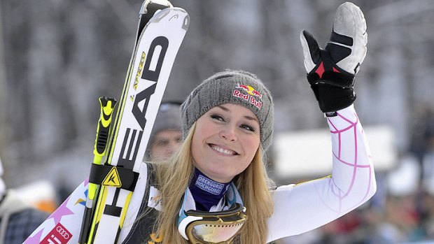 Out for the season .... Lindsey Vonn, pictured in January, suffered serious knee injuries after crashing at the World Ski Championships in Austria.