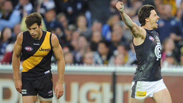Richmond's Alex Rance shows his disappointment after late call-up Nick Duigan booted his fourth goal.