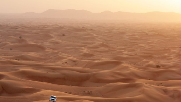 Dune bashing in the Dubai desert.