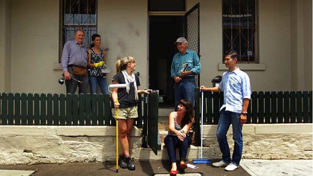 Lending expertise &#8230; John Murray, Min Dark, Genevieve Murray, Kate Walsh, Ken Oates and Tim Magdalino transformed the Redfern cottage with the help of friends.