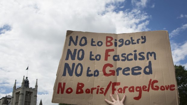 Protests in London's Parliament Square.