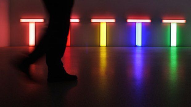 A Dan Flavin work from <i>The First Retrospective </i> at Munich's Modern Art Museum.