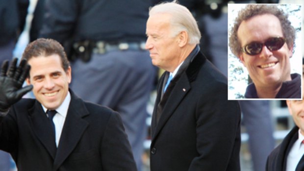 Curiosity led to links ... the US Vice President, Joe Biden, with his son, Hunter. Inset, Bronte blogger John Hempton.