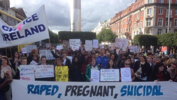 A Dublin rally in support of changes to abortion laws in Ireland. 