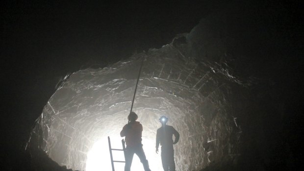 At the tunnel entrance for the 10,000 Year Clock.