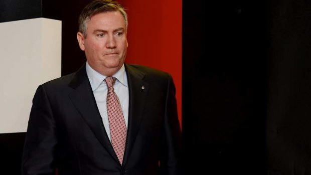 Eddie McGuire at his media conference on Wednesday, where he apologised for comments he made about Swans star Adam Goodes.