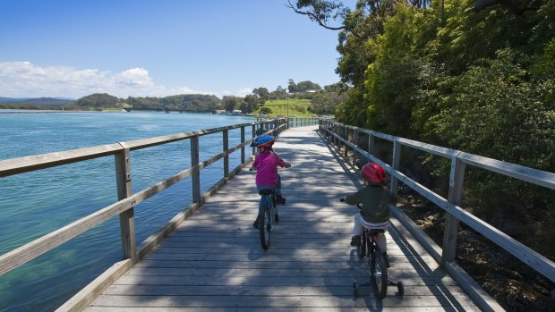 The Narooma end of the Dalmeny Track leads you onto an over-water board walk.