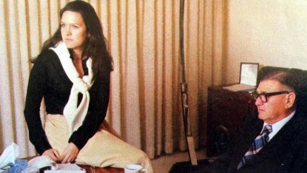 A young Gina Rinehart in her father Lang Hancock's office.