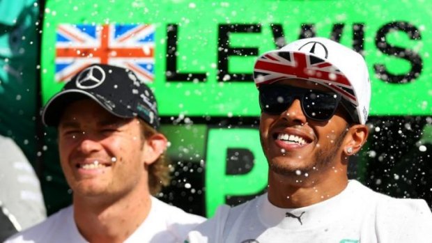 Nico Rosberg and Lewis Hamilton at the British Grand Prix on Sunday.