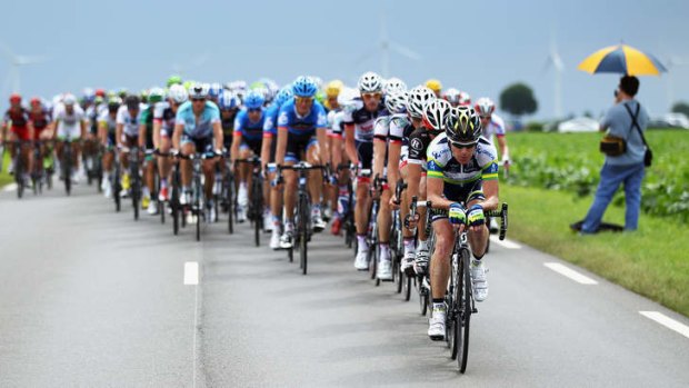 Stuart O'Grady leads the peloton during stage five of the 2012 Tour de France.