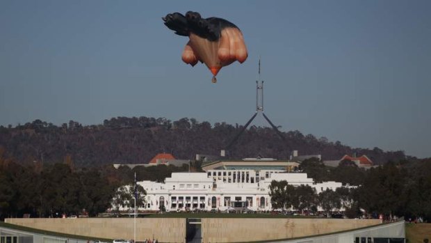 The Skywhale floating over Canberra on Saturday, May 11.