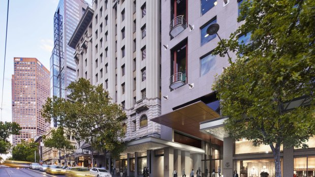 Renders of the planned refurbishment of the T&G Building at 161 Collins Street, now owned by Pembroke Real Estate.
