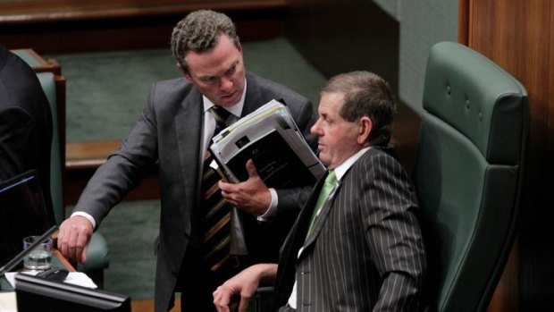 Heat is on ... Christopher Pyne and the Speaker, Peter Slipper.