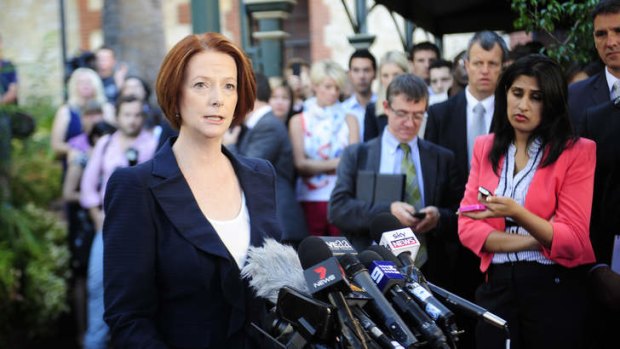 PM Julia Gillard announces her future regarding her leadship to the waiting media in Adelaide.