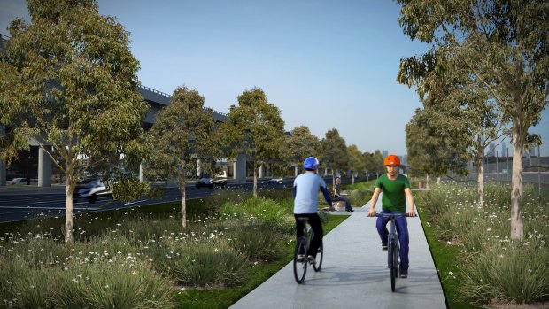 An artist's impression of cycling upgrades at Footscray road.