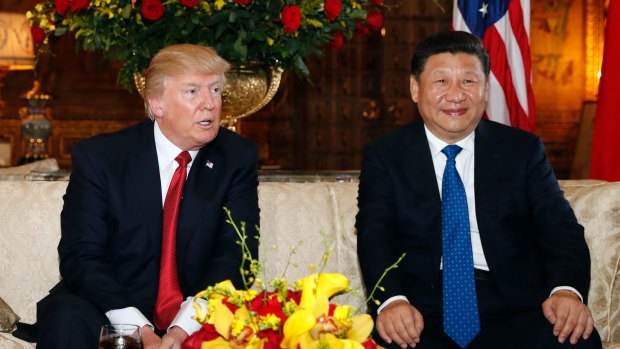 Presidents Donald Trump and Xi Jinping at Mar-a-Lago, Florida, on April 6.