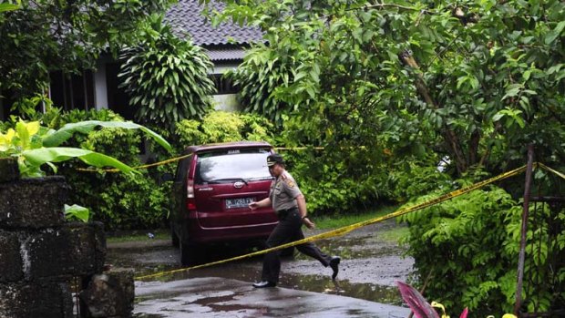 On guard ... Indonesian police are on the lookout after five terror suspects were shot and killed in Bali two days ago.