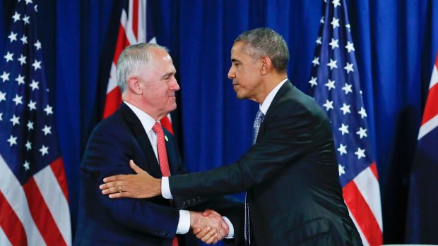 Prime Minister Malcolm Turnbull and former US president Barack Obama.