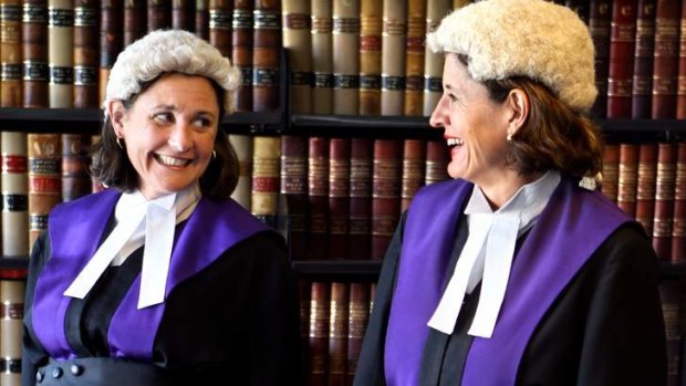 Claire Quin (left) and Katherine Bourke pictured at the County Court library are the first sisters to become judges on the same bench.