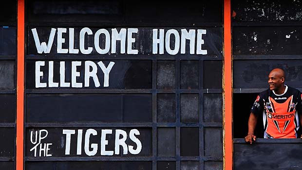 Down memory lane &#8230; Englishman Ellery Hanley in the Leichhardt Oval scoreboard.