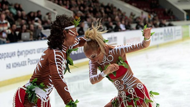 Oksana Domnina and Maxim Shabalin in those outfits.