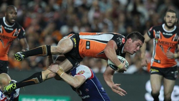 Dangerous ... the Wests Tigers looked menacing with the ball against the Warriors.